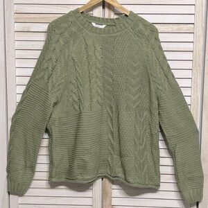 NWOT Time and Tru Cable Knit Crew Neck Sweater Women’s L PRICE FIRM